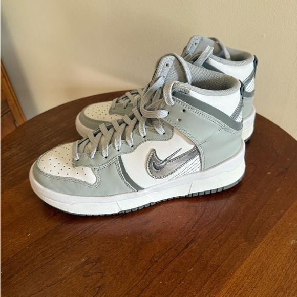Nike Dunk High Up White/Light Smoke Grey/ Smoke Grey/Silver Women’s Size 8.5 - Picture 5 of 8